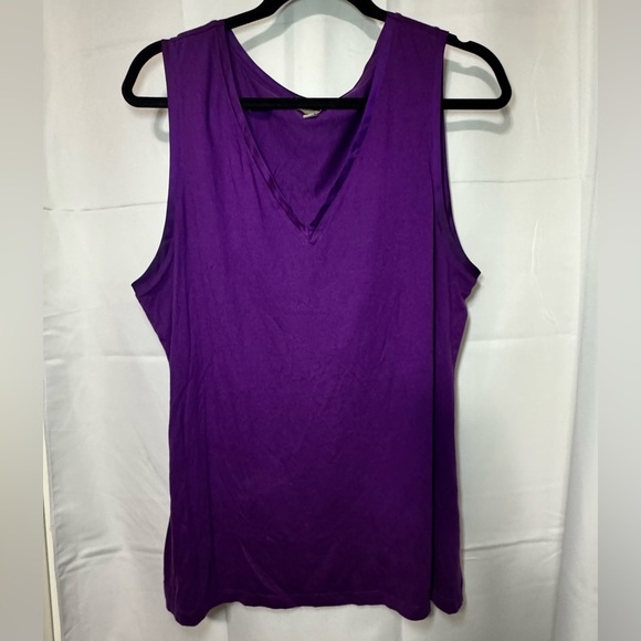 Banana Republic Purple Shell Blouse With Satin Trim In XL - Picture 1 of 7